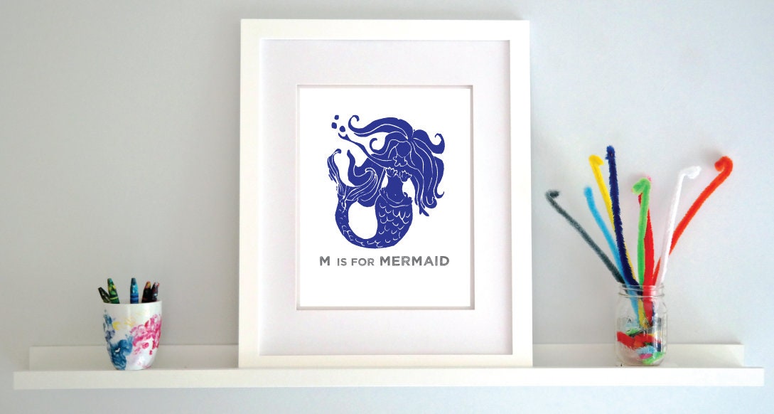 M is for Mermaid Illustrated Print