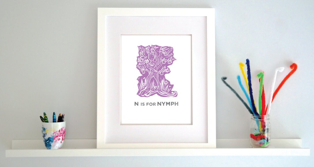 N is for Nymph Illustrated Print