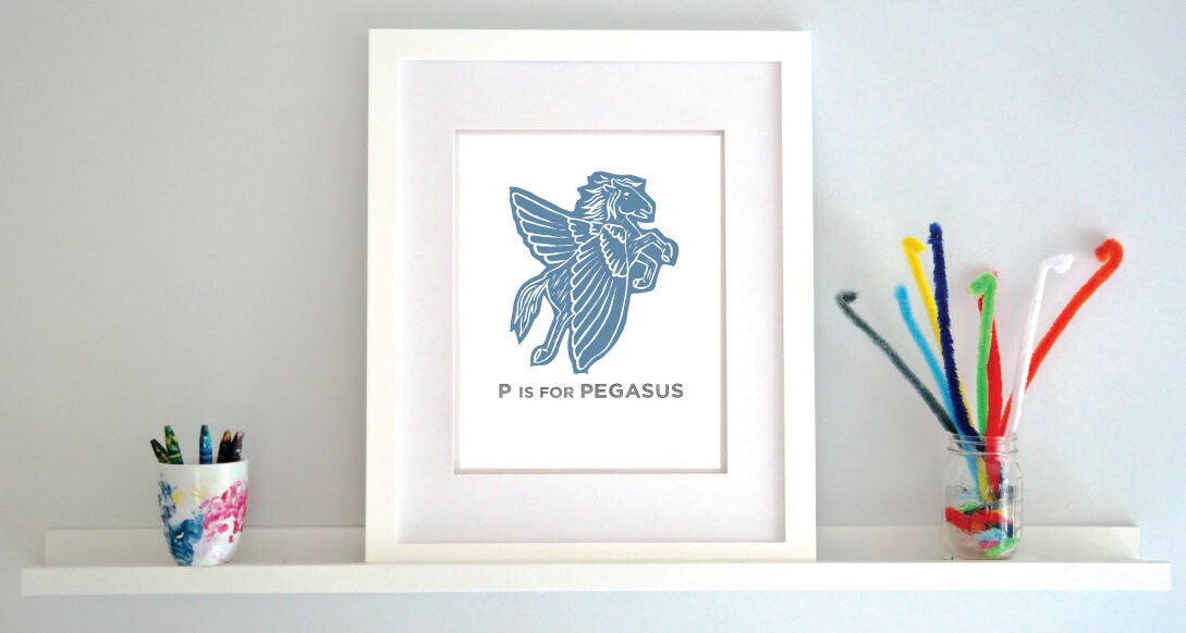 P is for Pegasus Illustrated Print