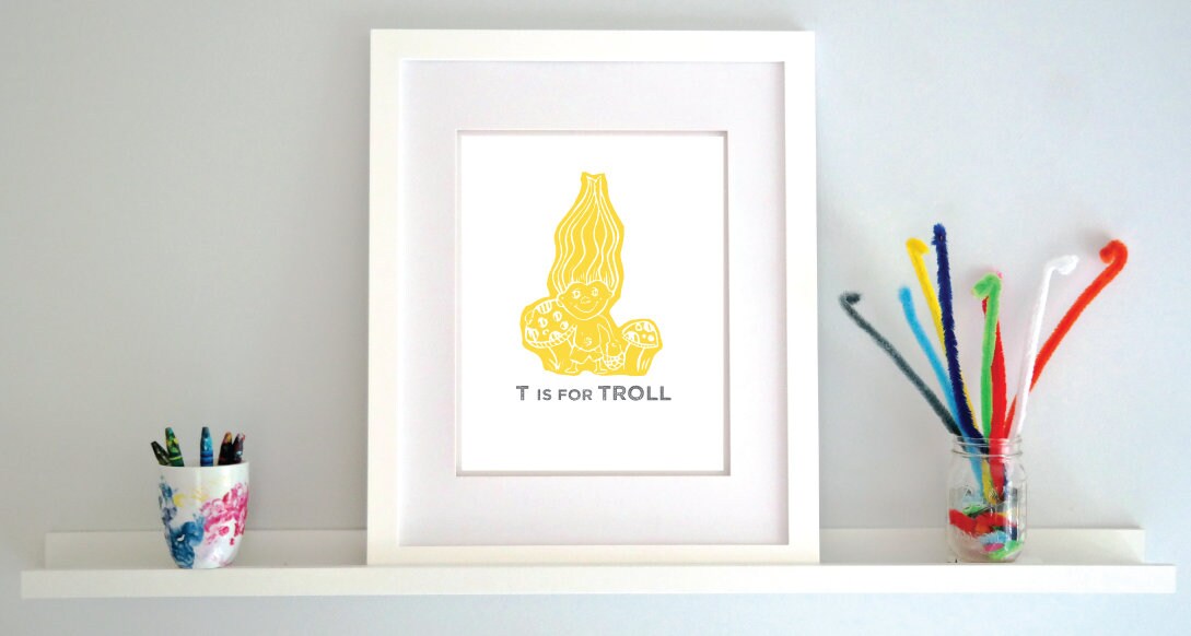 T is for Troll Illustrated Print