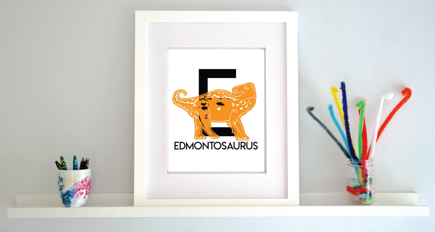 E is for Edmontosaurus Illustrated Print