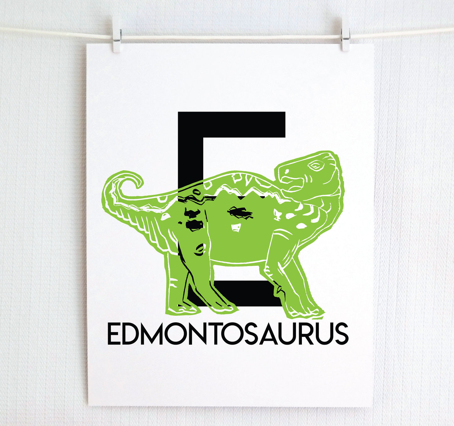 E is for Edmontosaurus Illustrated Print