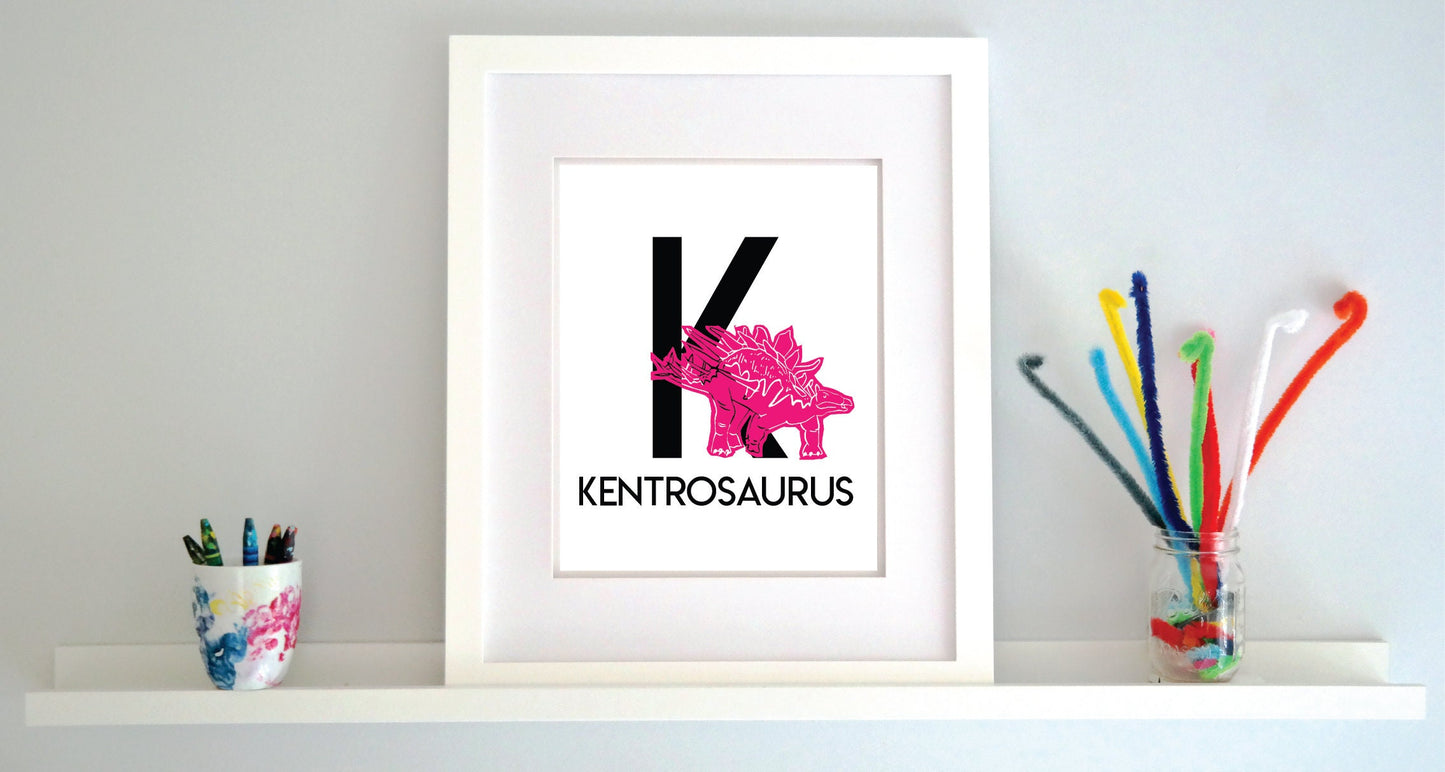 K is for Kentrosaurus Illustrated Print