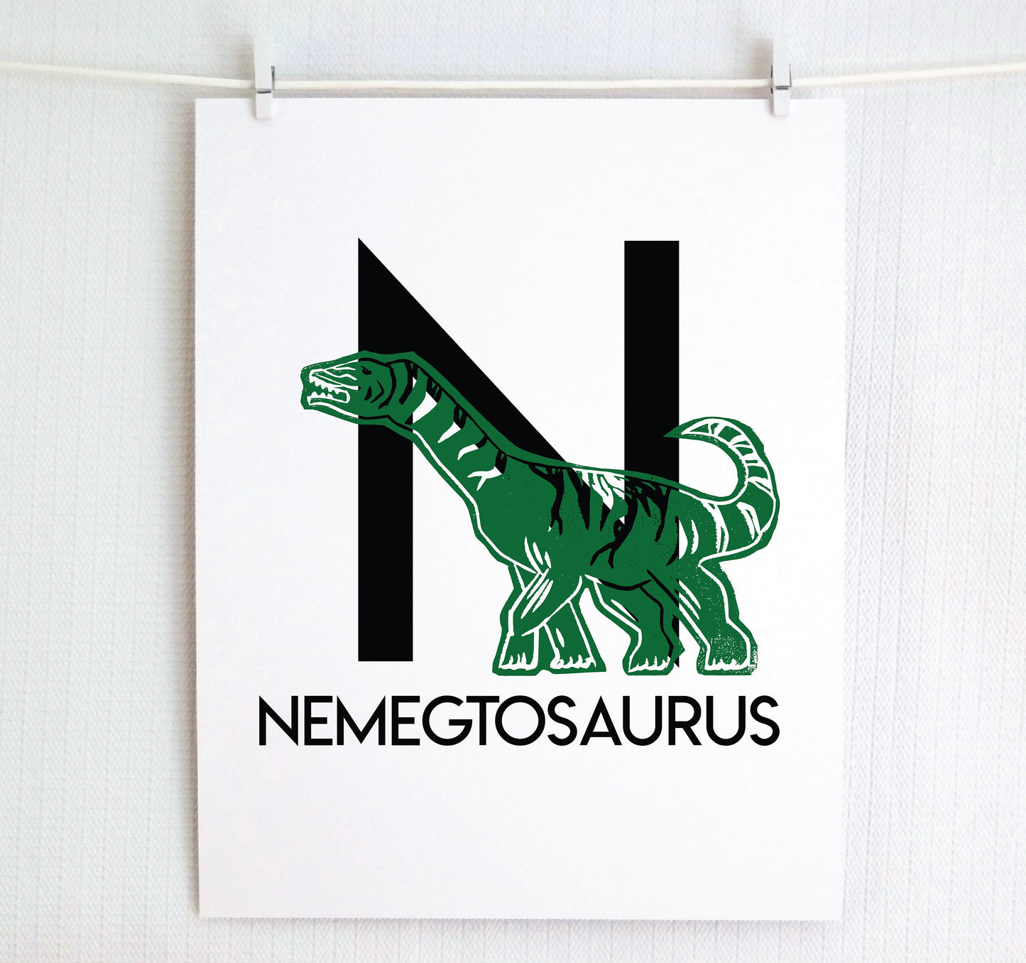 N is for Nemegtosaurus Illustrated Print