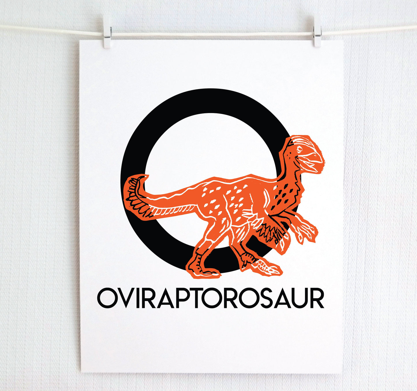 O is for Oviraptorosaur Illustrated Print