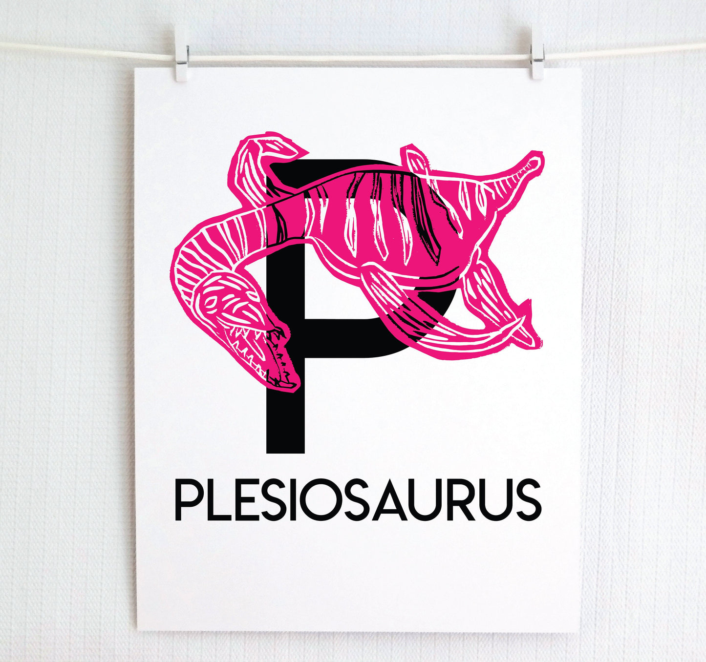 P is for Plesiosaurus Illustrated Print