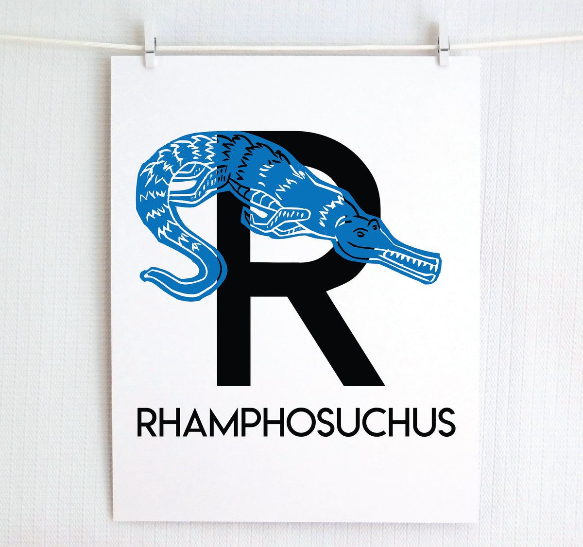 R is for Rhamphosuchus Illustrated Print