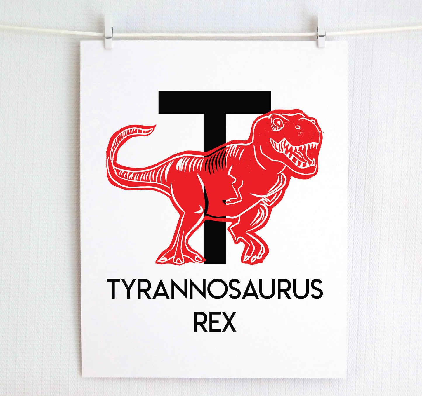 T is for Tyrannosaurus Rex Illustrated Print