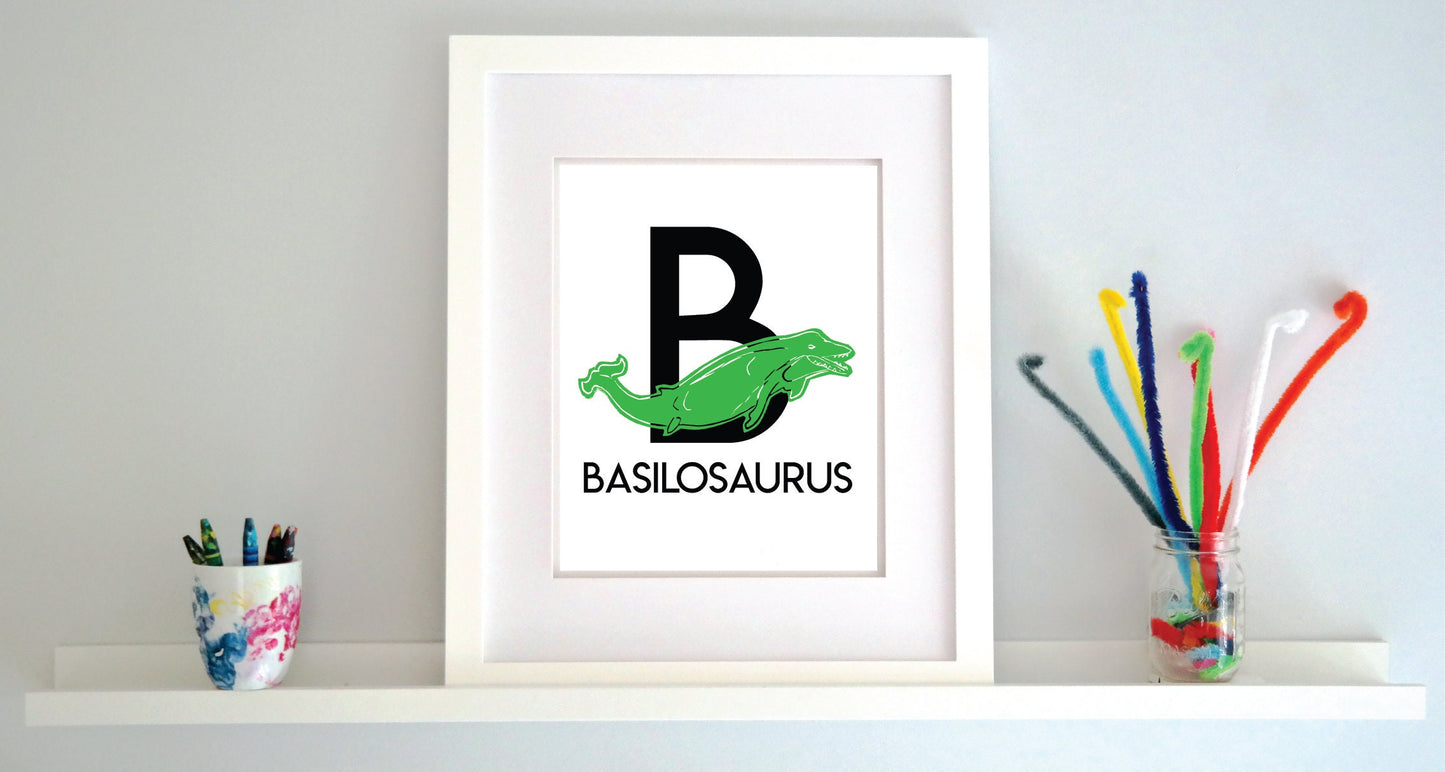 B is for Basilosaurus Illustrated Print