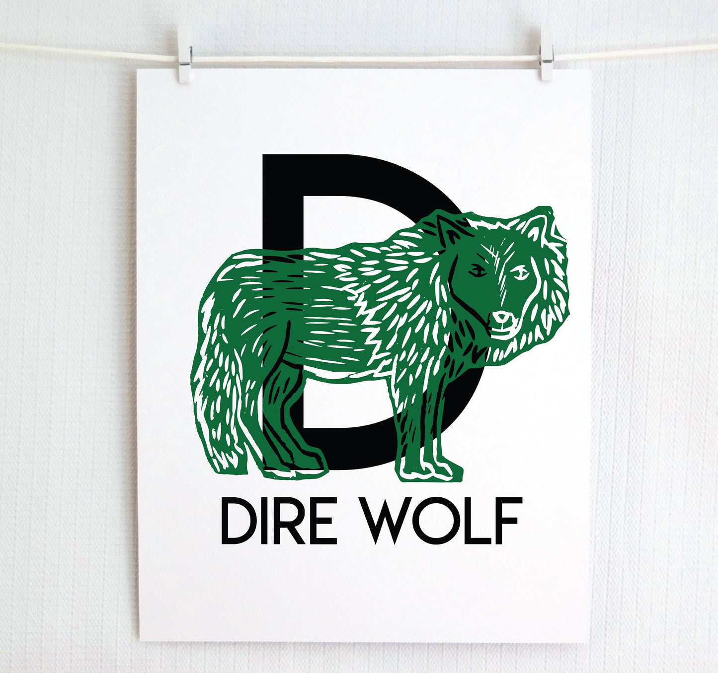 D is for Dire Wolf Illustrated Print
