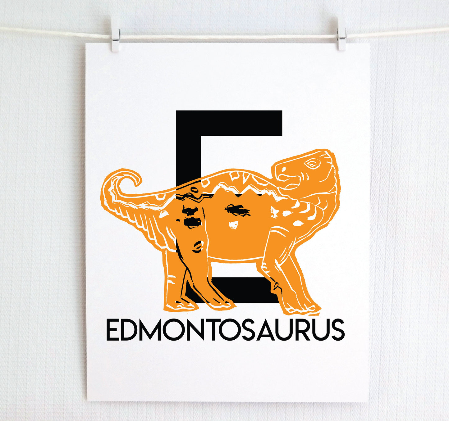 E is for Edmontosaurus Illustrated Print