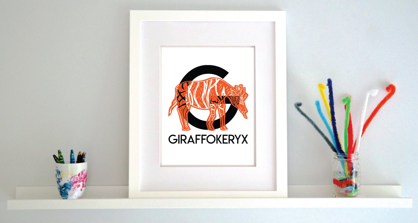 G is for Giraffokeryx Illustrated Print
