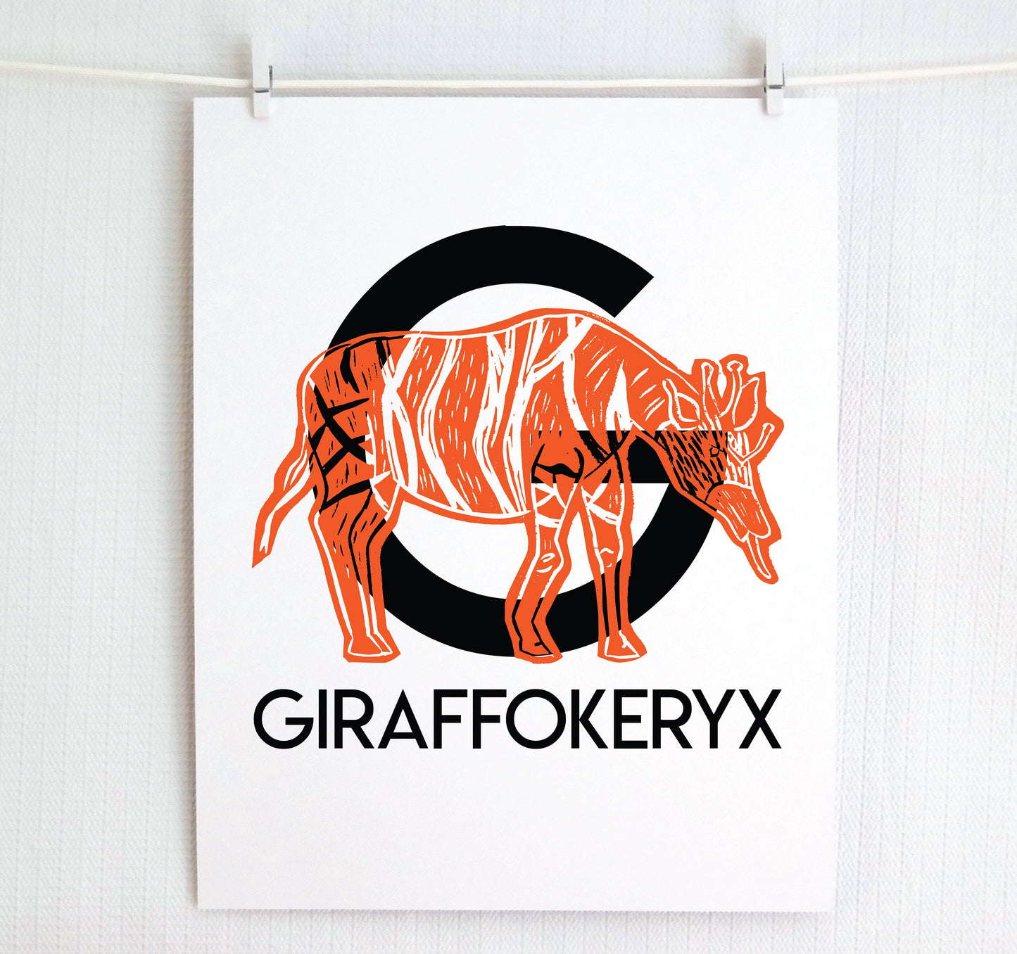 G is for Giraffokeryx Illustrated Print