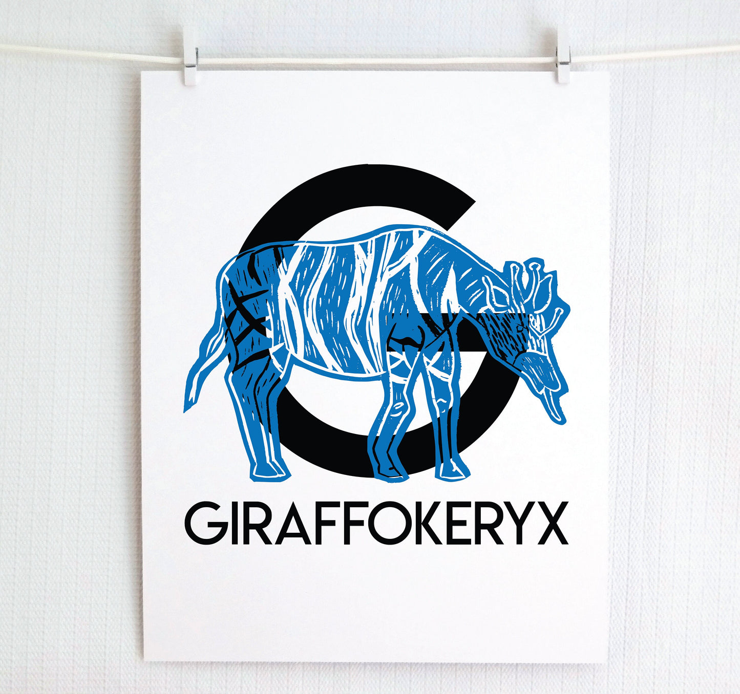 G is for Giraffokeryx Illustrated Print