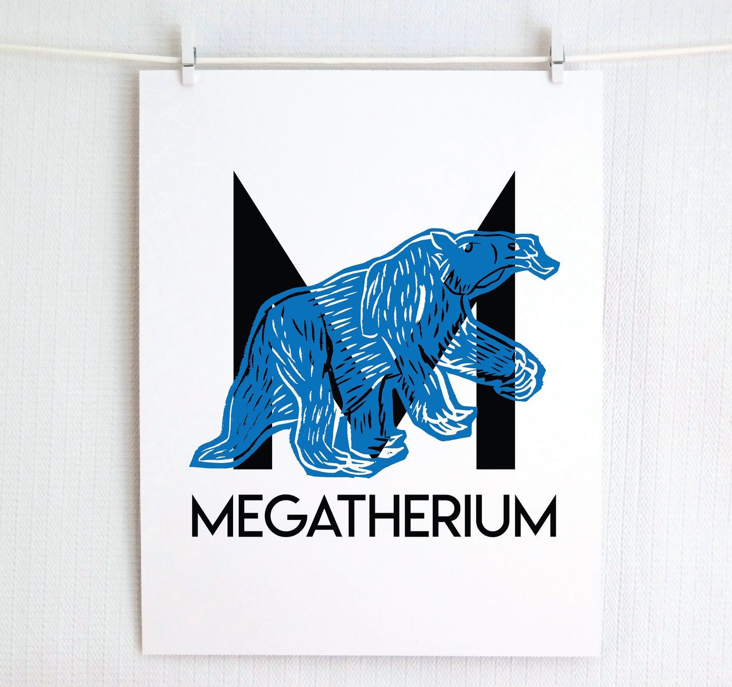 M is for Megatherium Illustrated Print
