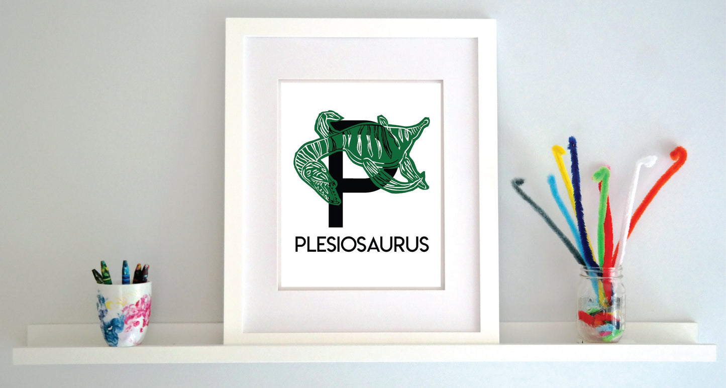 P is for Plesiosaurus Illustrated Print