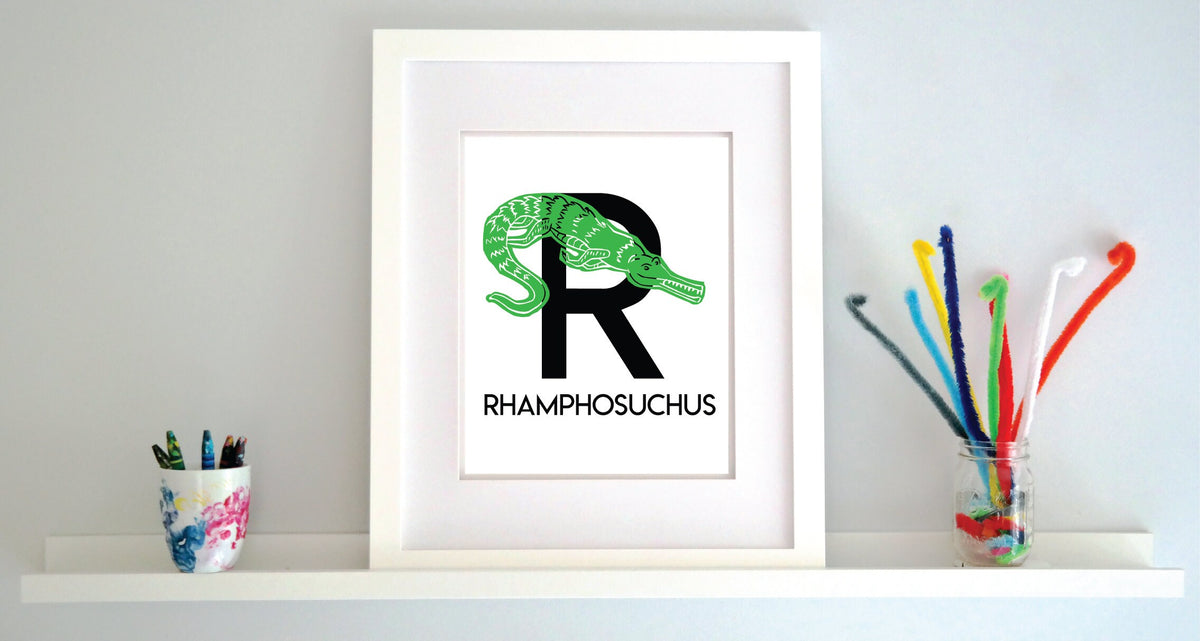 R is for Rhamphosuchus Illustrated Print