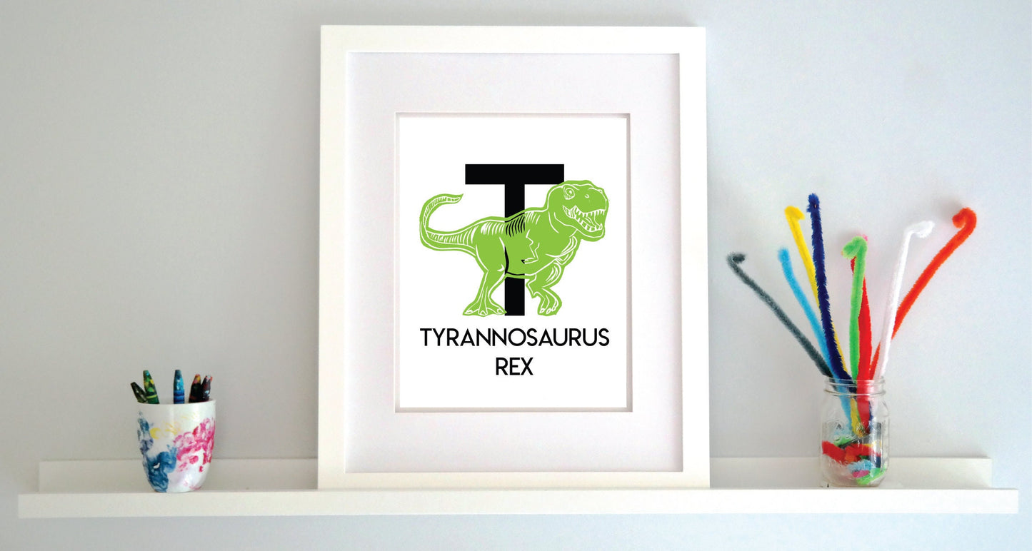 T is for Tyrannosaurus Rex Illustrated Print
