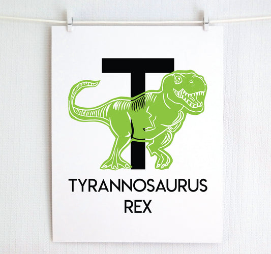 T is for Tyrannosaurus Rex Illustrated Print