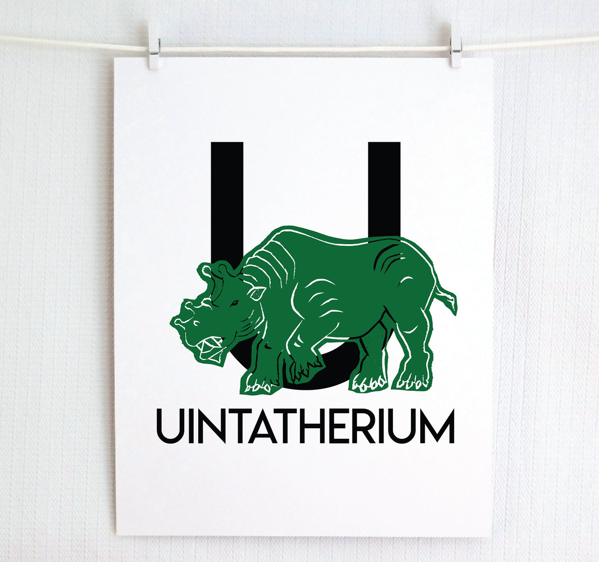 U is for Unitatherium Illustrated Print