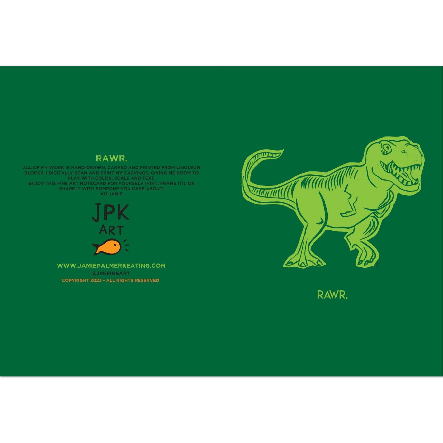 Rawr: Pack of 10 Folded Cards (standard envelopes) (US & CA)