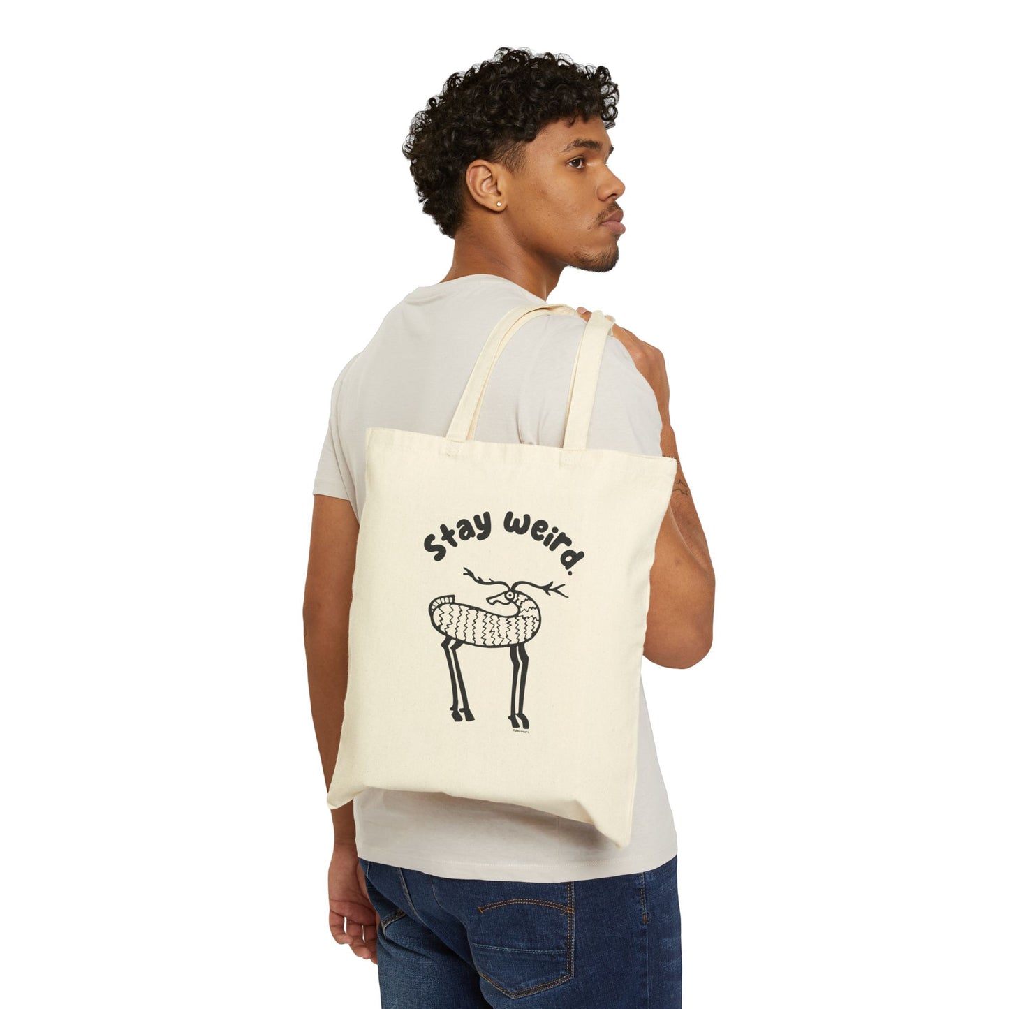 Stay Weird Tote Bag — Cute Quirky Illustration Cotton Canvas Tote