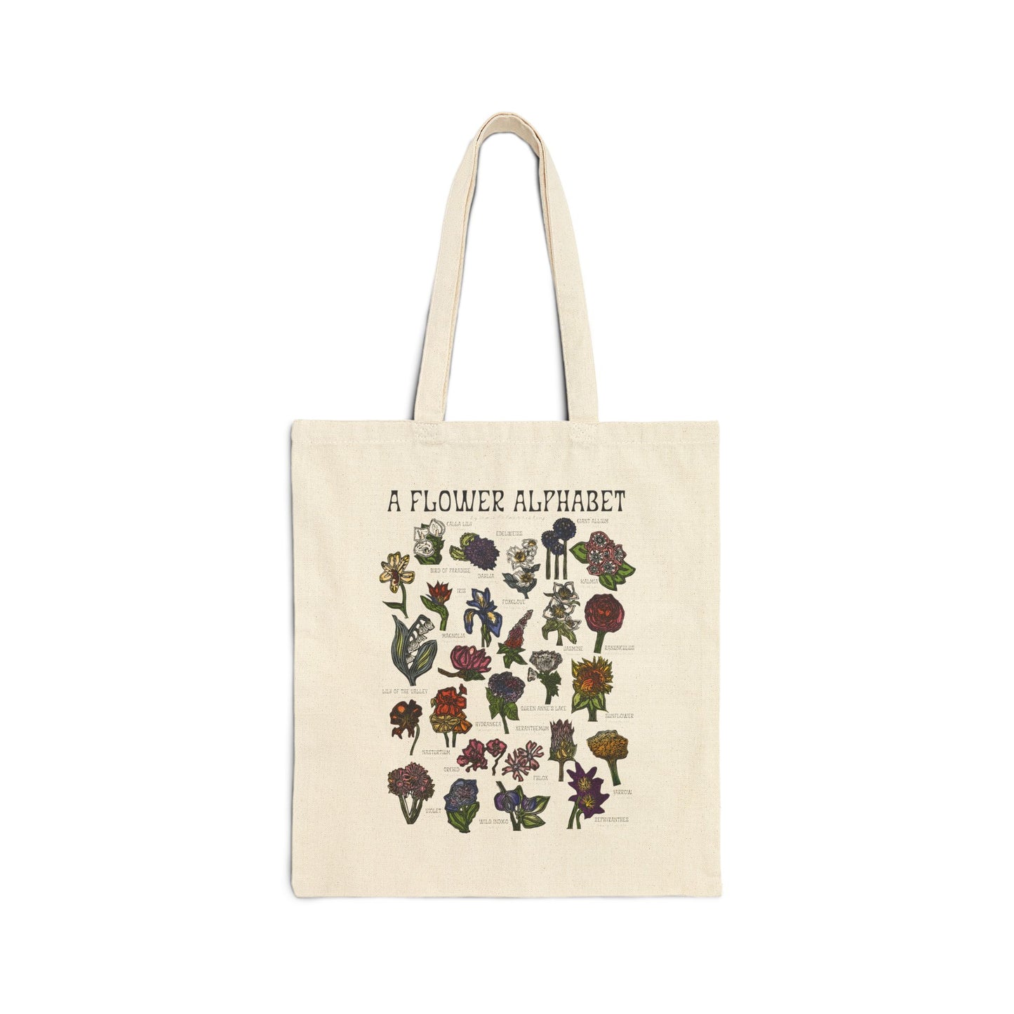 Tote Bag — "A Flower Alphabet" Botanical Canvas Tote