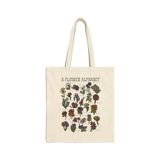 Tote Bag — "A Flower Alphabet" Botanical Canvas Tote
