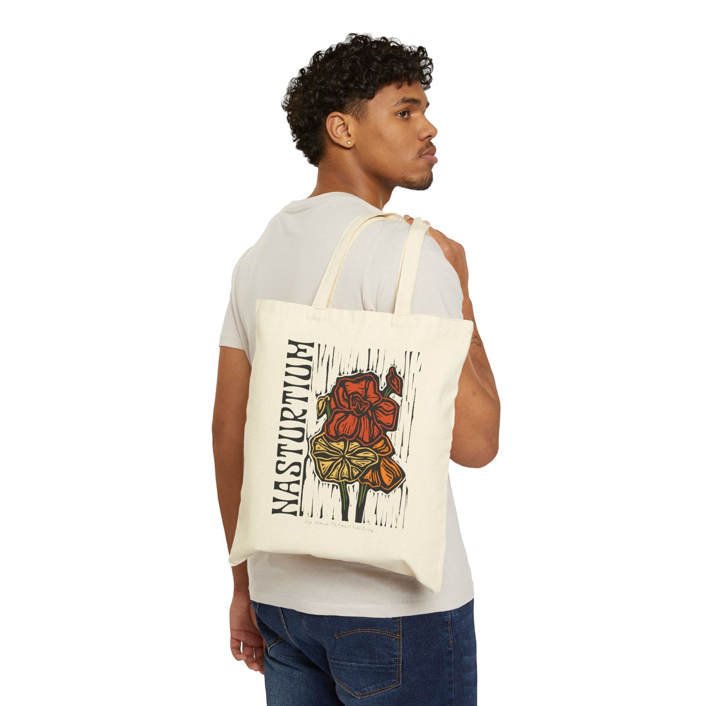 Tote Bag — "Nasturtium" Botanical Canvas Tote