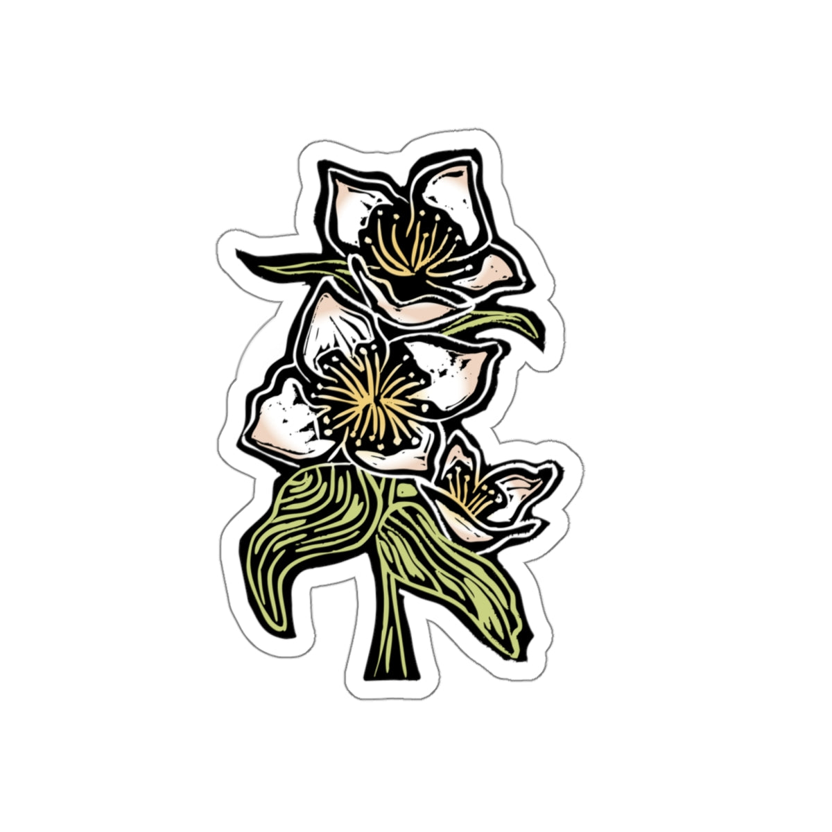 Jasmine Die-Cut Stickers - Floral Stickers for Laptop, Journal, Water Bottle, Ideal for Gifts, Decor, and Crafts