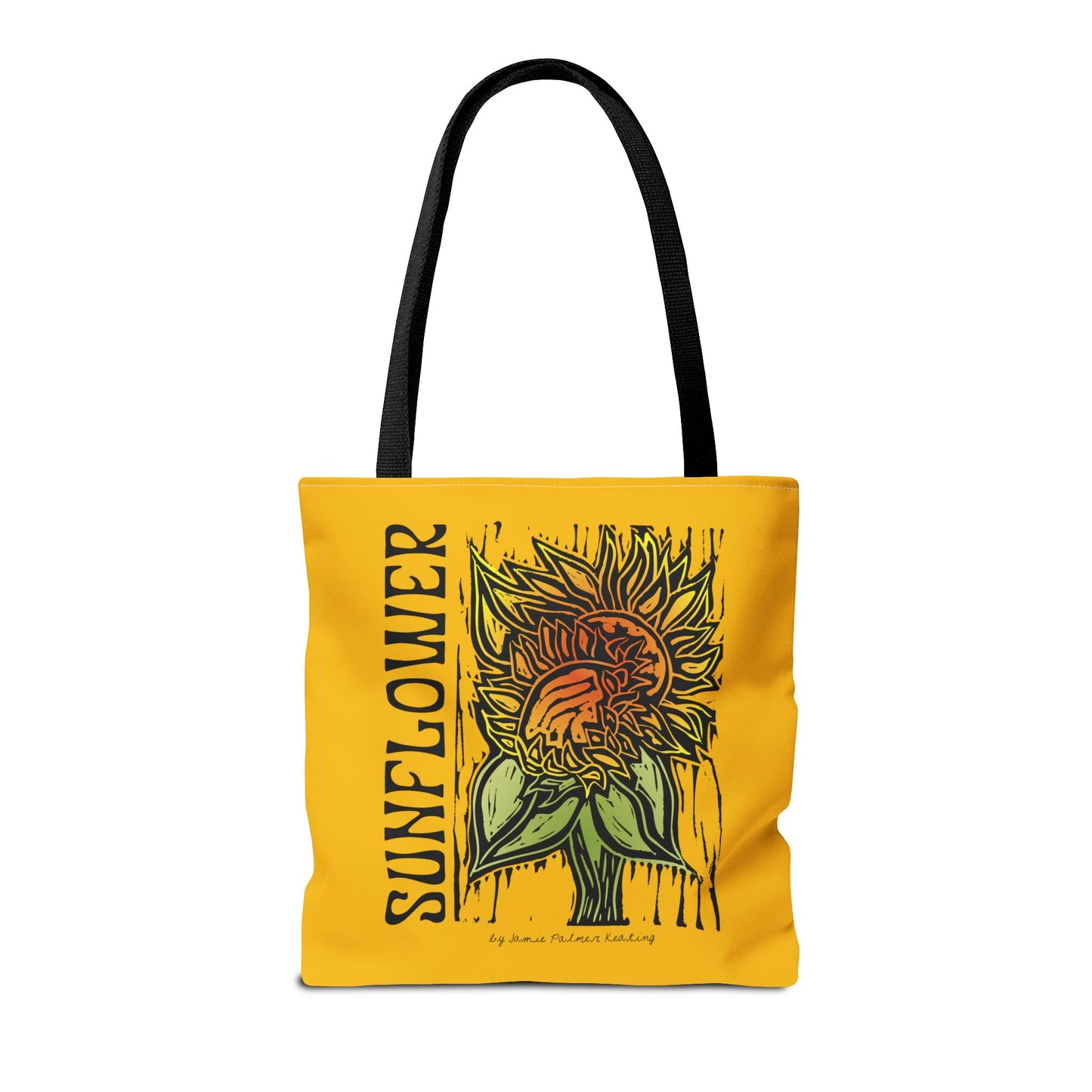 Sunflower Tote Bag with Bold Lettering