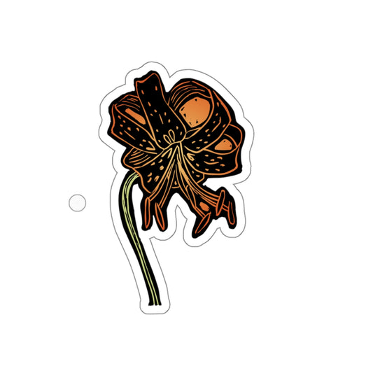 Tiger Lily Die-Cut Stickers, Elegant Flower Stickers, Laptop Decor, Gift for Flower Lovers, Eco-Friendly Stickers, Nature-Inspired Art