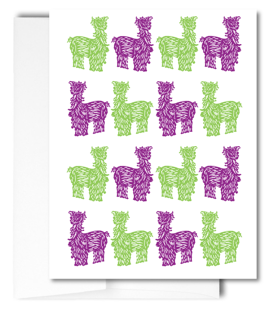 Llama Drama, berry and lime: Pack of 10 Folded Cards (standard envelopes) (US & CA)