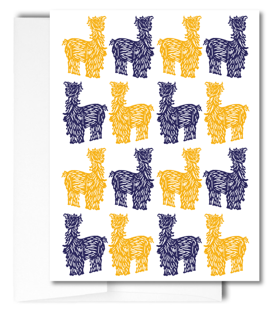 Llama Drama, navy and gold: Pack of 10 Folded Cards (standard envelopes) (US & CA)