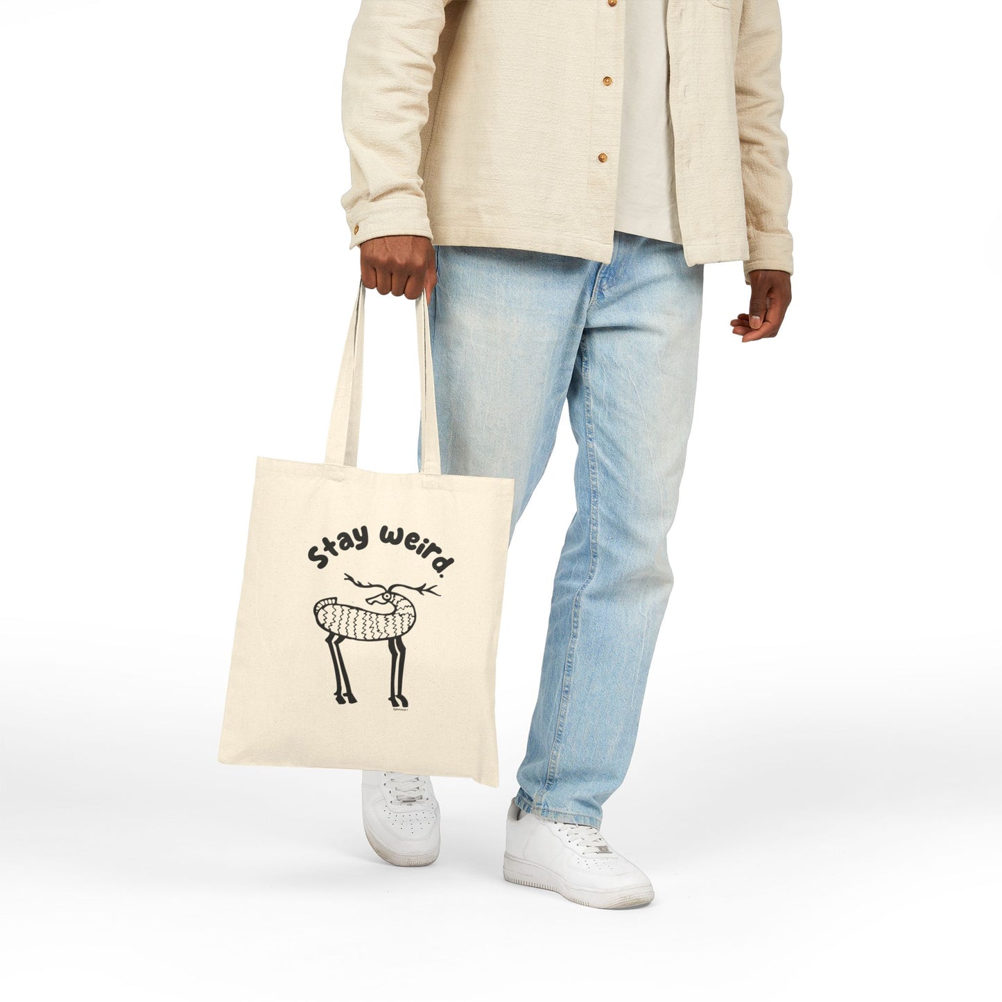 Stay Weird Tote Bag — Cute Quirky Illustration Cotton Canvas Tote