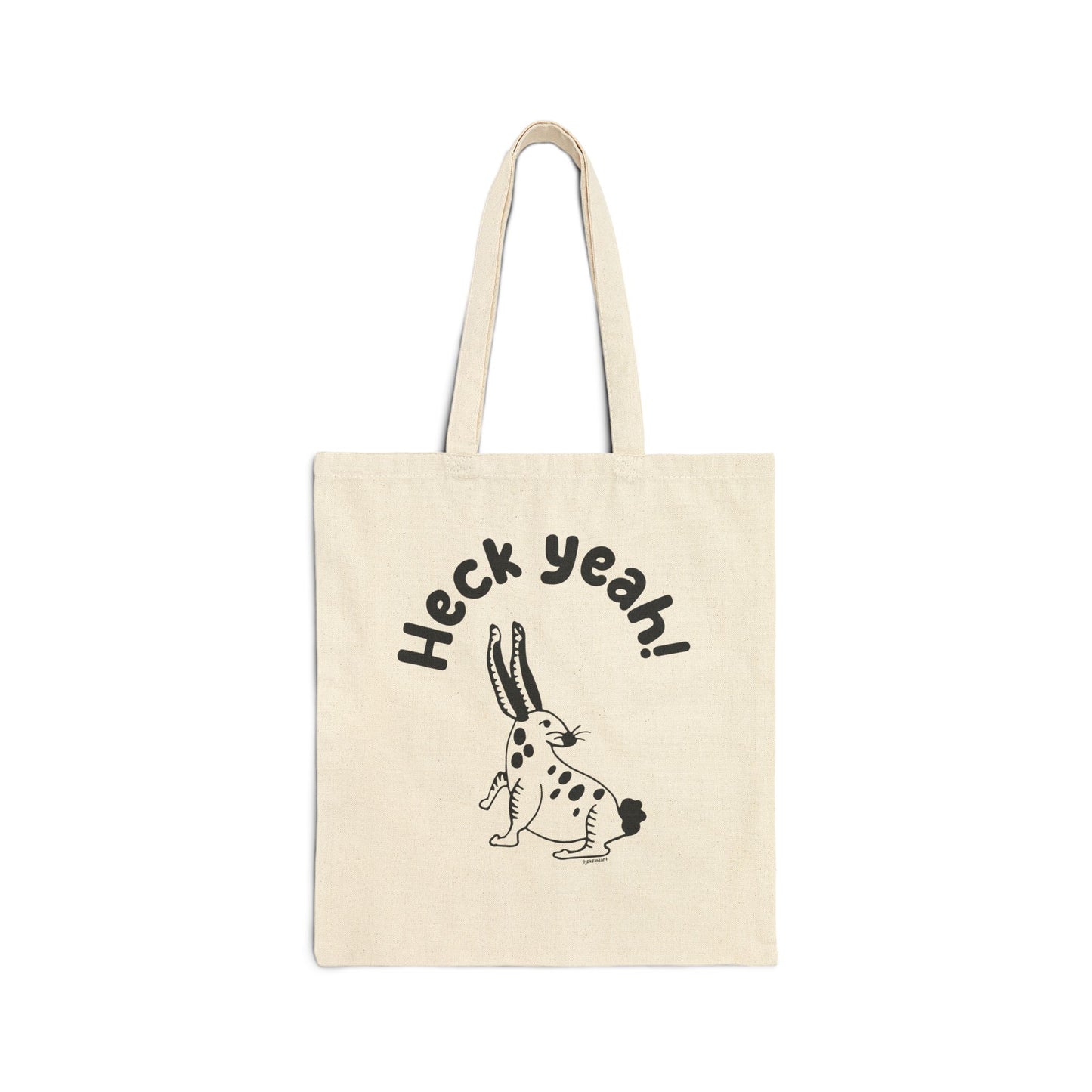 Cotton Tote Bag — "Heck Yeah!" Hare Illustration Eco Shopper