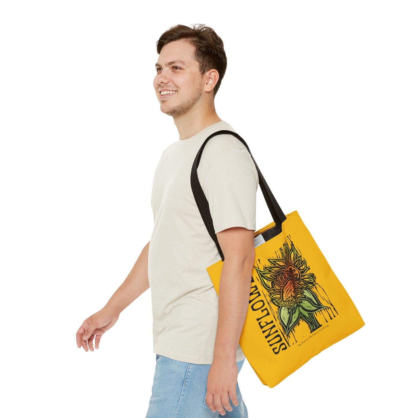Sunflower Tote Bag with Bold Lettering