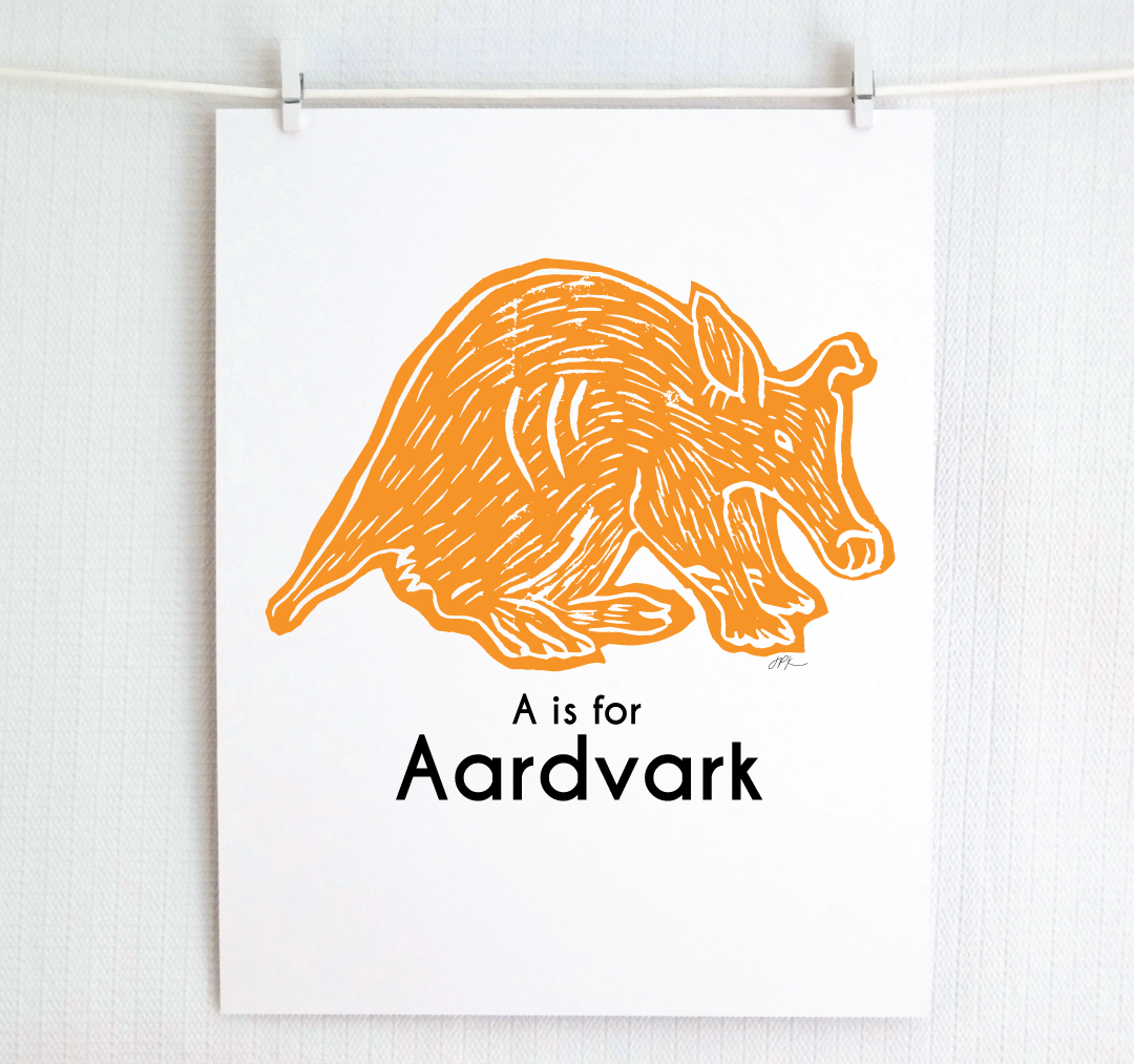 A is for Aardvark: Captivating Creatures Alphabet Letter Print