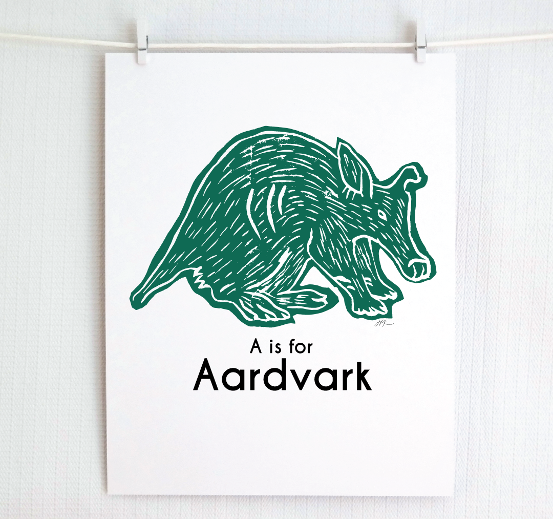 A is for Aardvark: Captivating Creatures Alphabet Letter Print