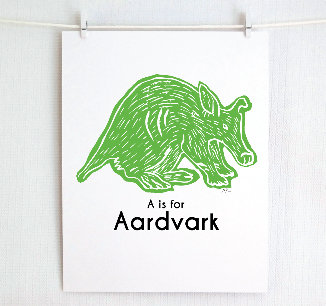 A is for Aardvark: Captivating Creatures Alphabet Letter Print