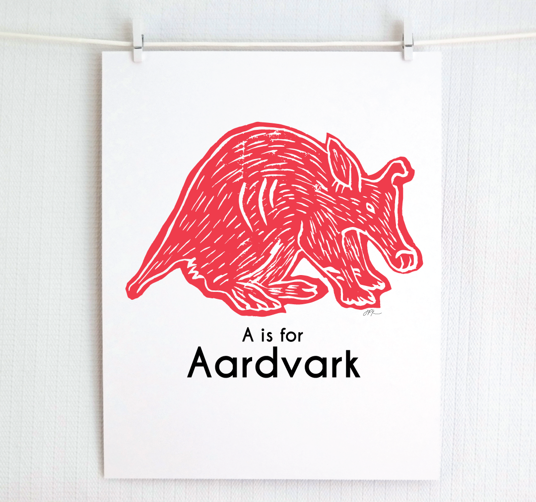 A is for Aardvark: Captivating Creatures Alphabet Letter Print