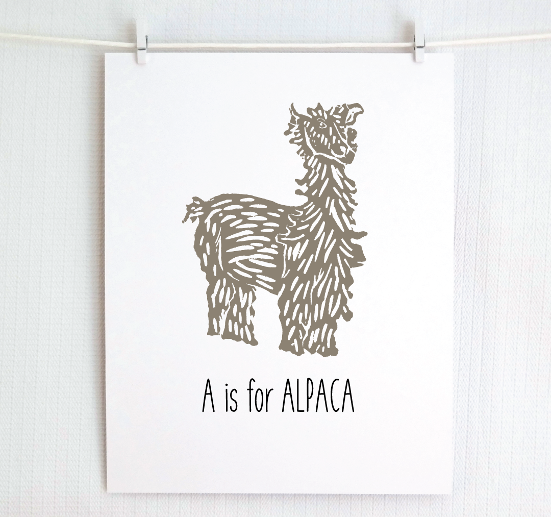 A is for Alpaca: Farm Alphabet Letter Print