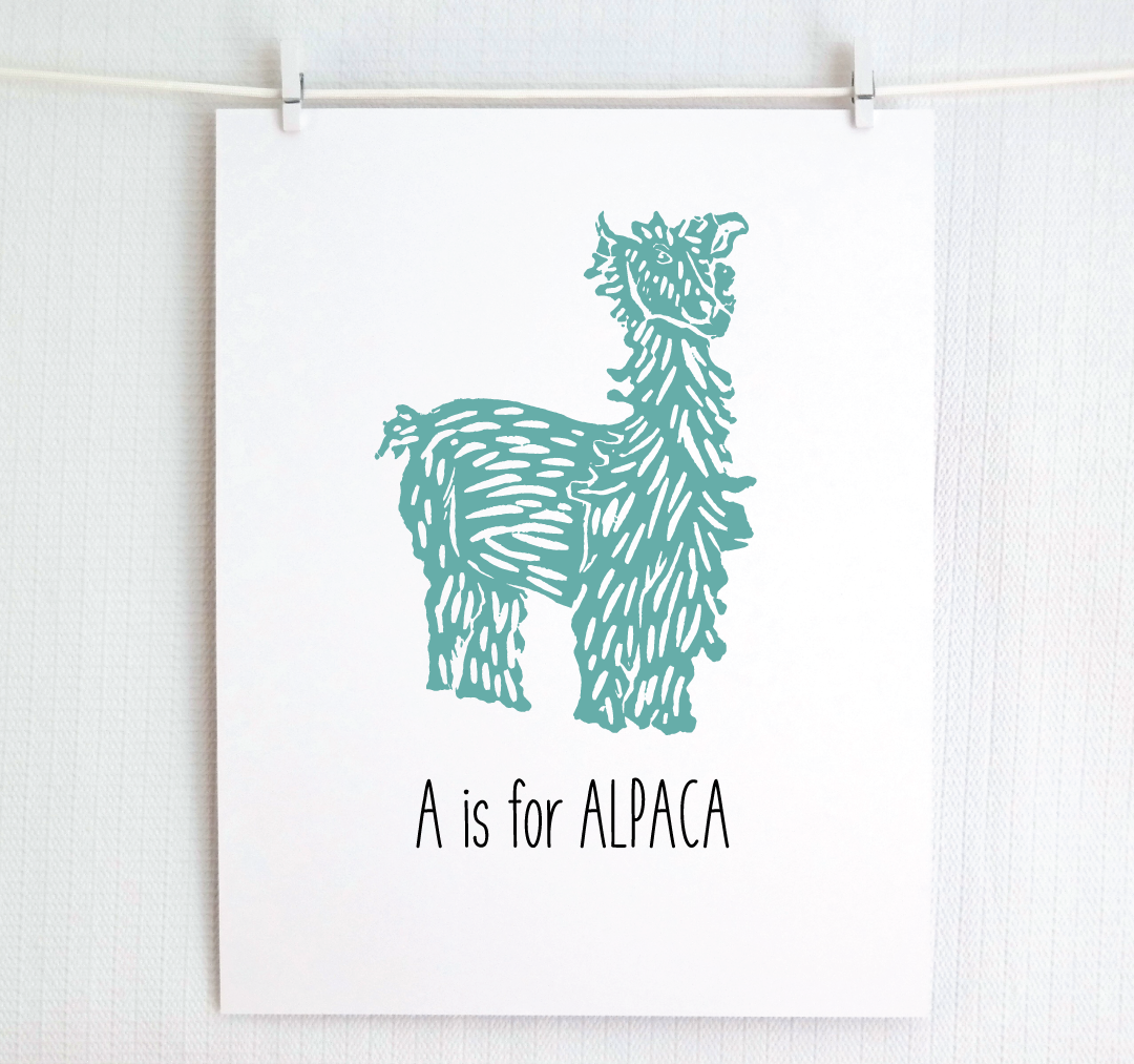 A is for Alpaca: Farm Alphabet Letter Print