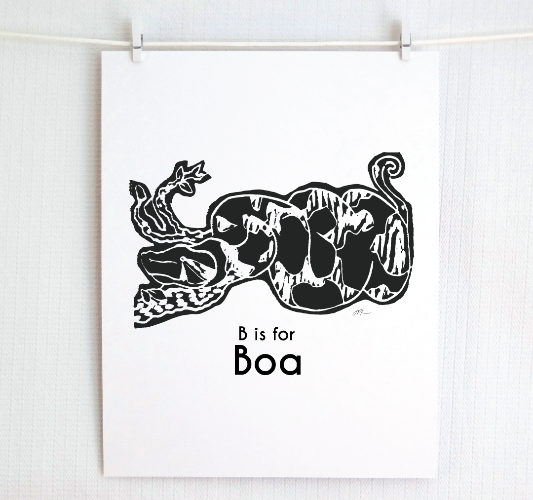 B is for Boa: Captivating Creatures Alphabet Letter Print