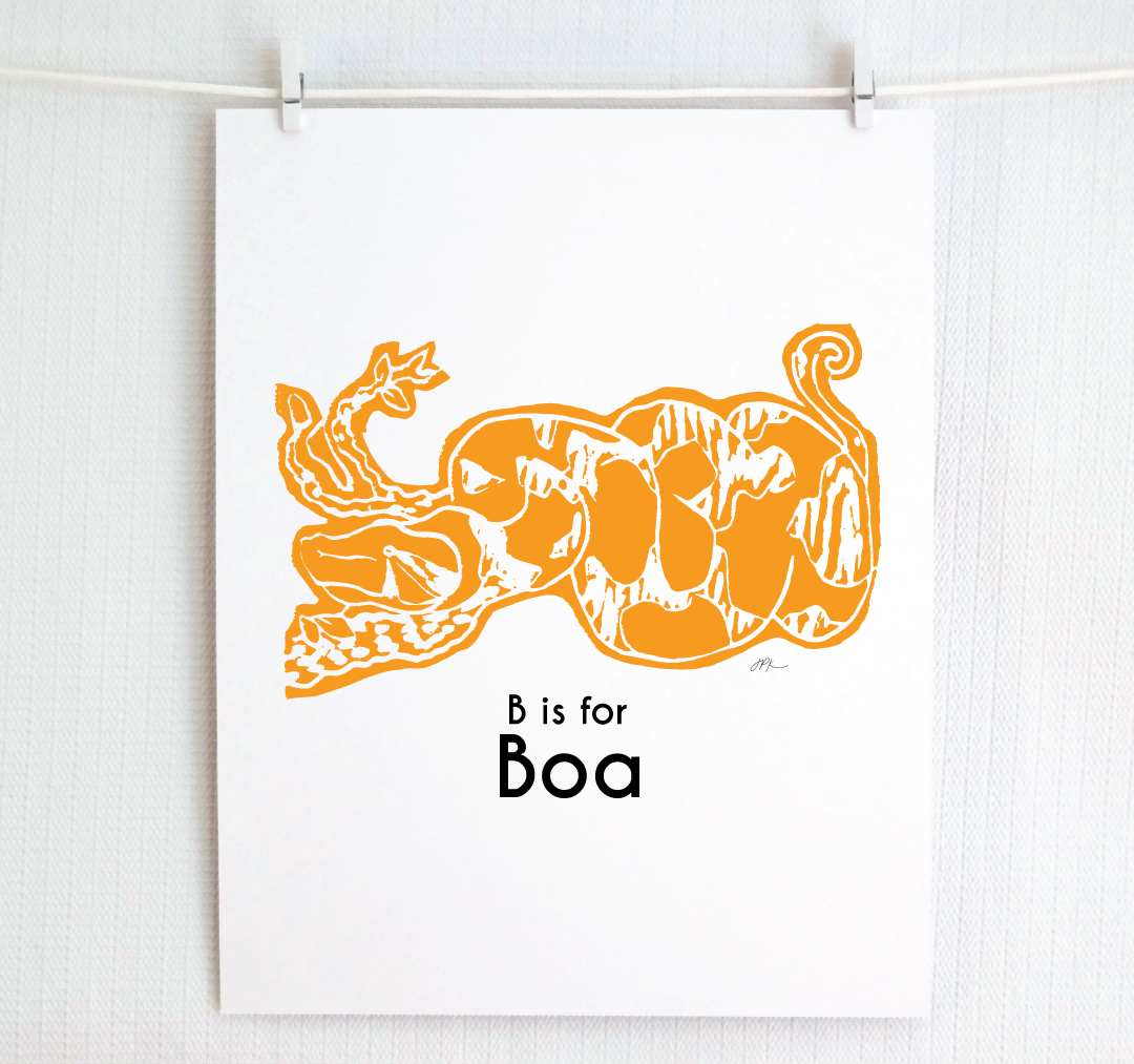 B is for Boa: Captivating Creatures Alphabet Letter Print