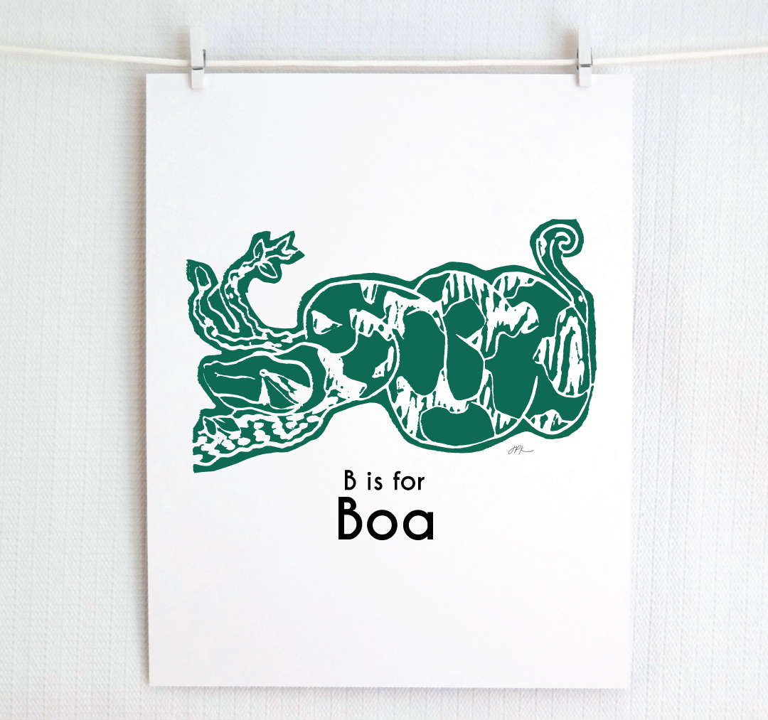 B is for Boa: Captivating Creatures Alphabet Letter Print