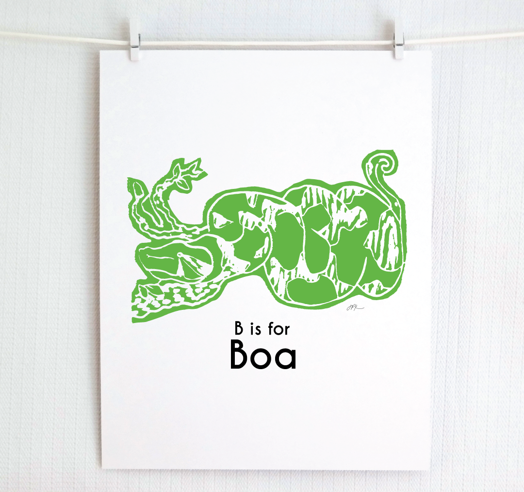B is for Boa: Captivating Creatures Alphabet Letter Print