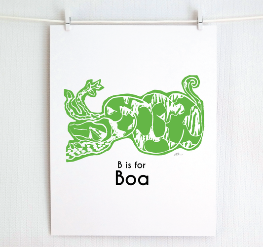 B is for Boa: Captivating Creatures Alphabet Letter Print