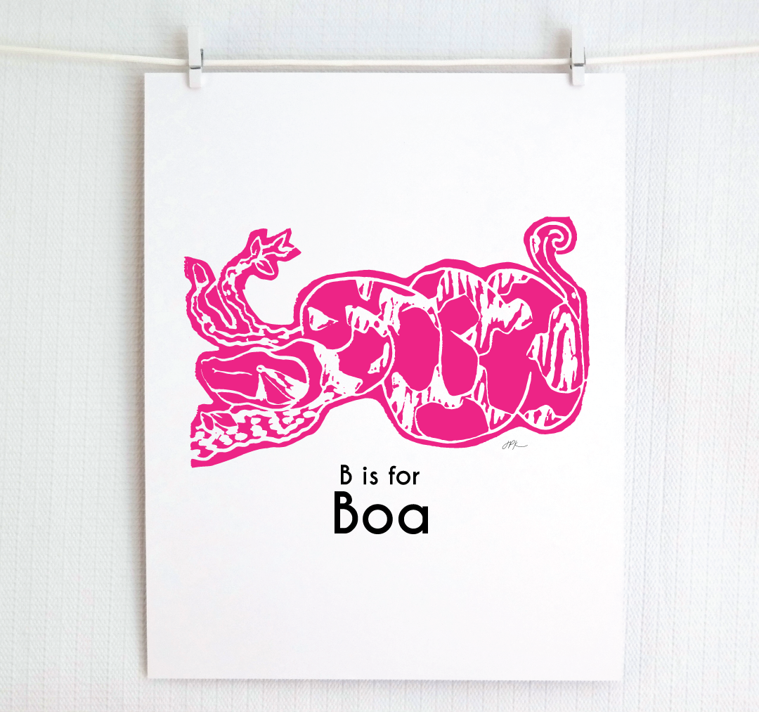 B is for Boa: Captivating Creatures Alphabet Letter Print