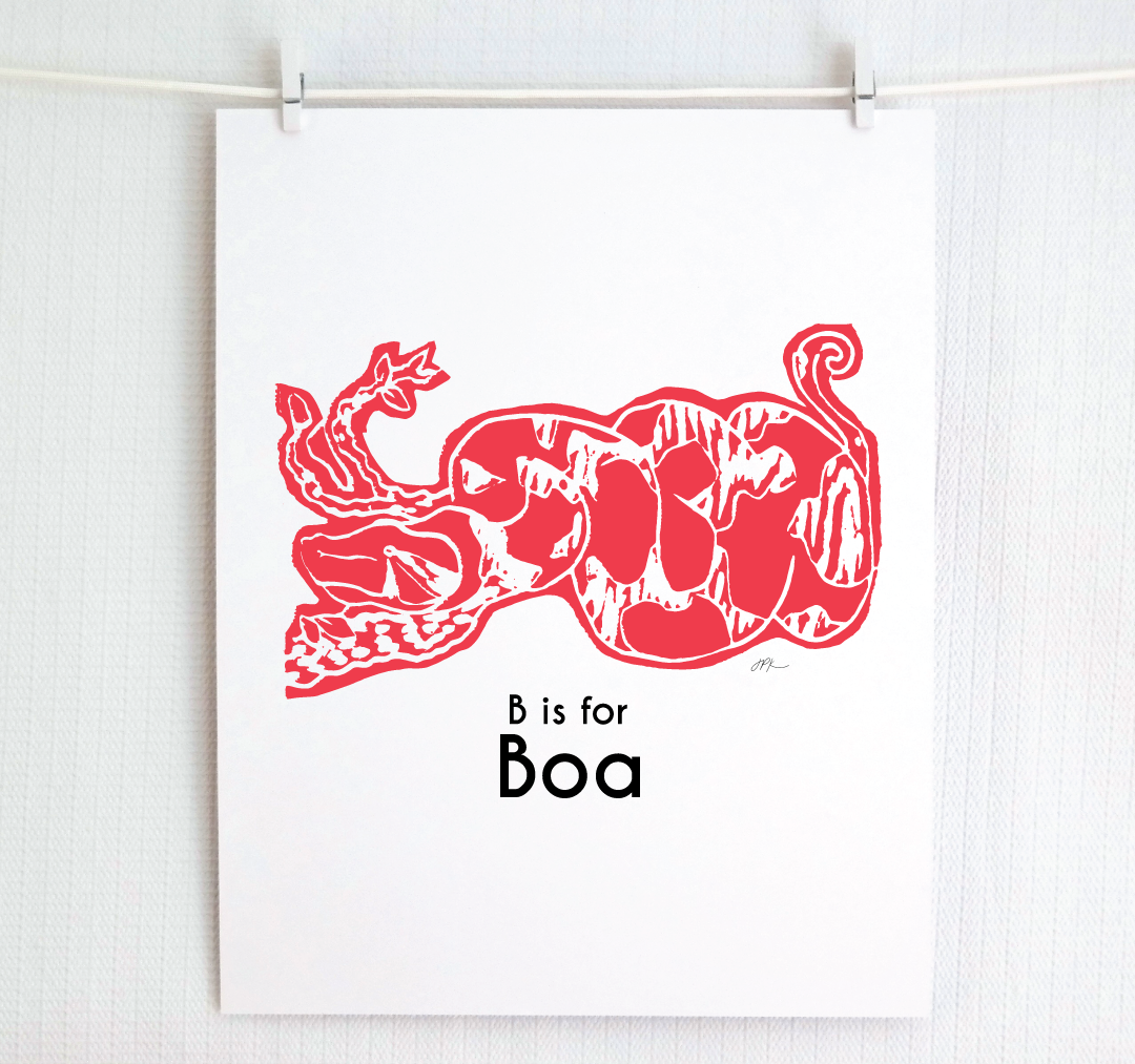 B is for Boa: Captivating Creatures Alphabet Letter Print